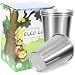 LOZACHE Stainless Steel Cups for Kids, 4 Pack 12oz Premium Metal Drinking Glasses Stackable Durable Pint Tumbler, Unbreakable Sippy Cups for Home & Outdoor Activities, BPA Free