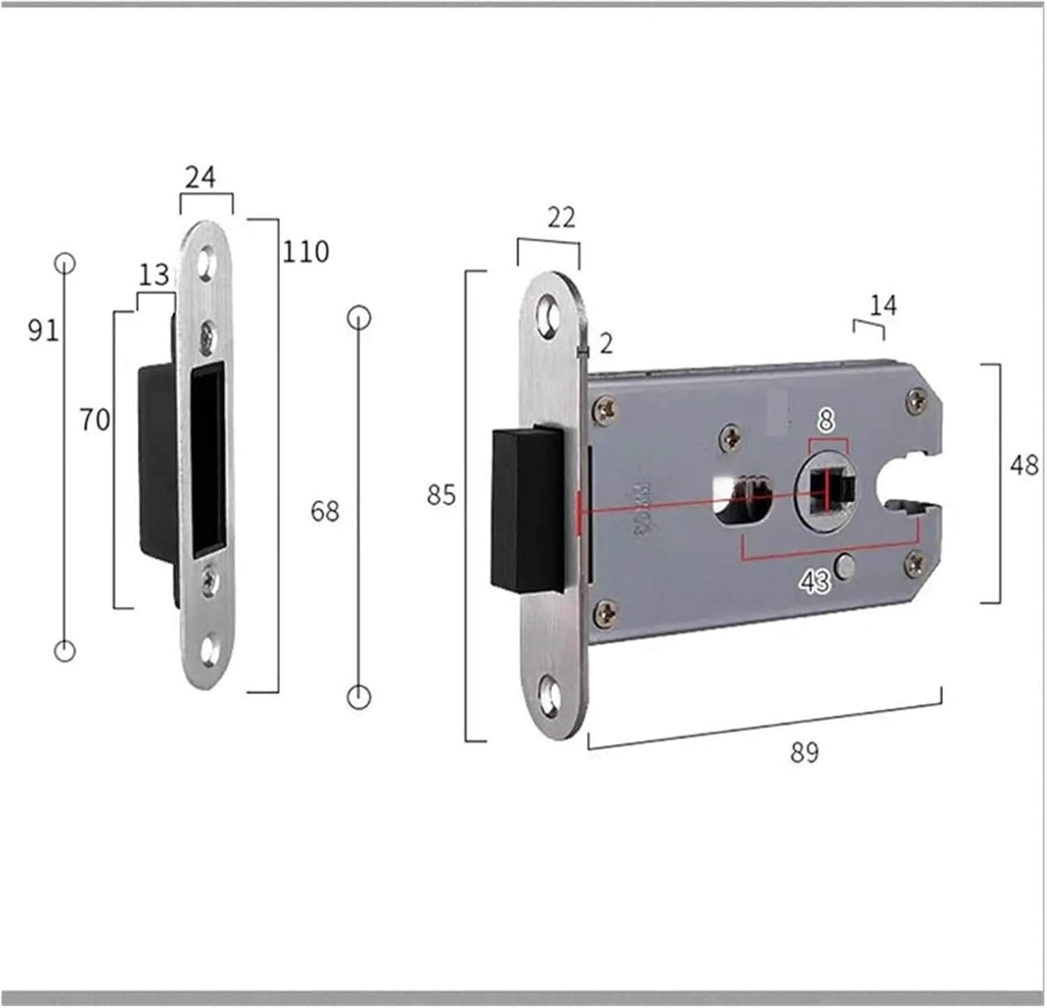 Bedroom Magnetic Door Lock Indoor Wooden Mute Room Modern Minimalist Household Handle Toilet(Pure White-BK_60MM)