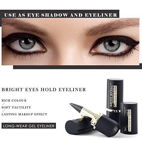 KYDA 2 Colors Eyeliner Cream Set,Waterproof Longlasting Gel Eyeliner Pen Black Eyeliner Cream Natural Smooth Eyeliner Gel Cream-Set B