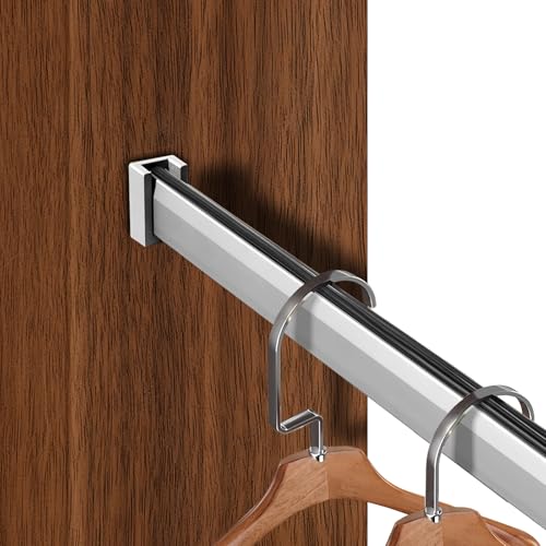 Barre à vêtements réglable en aluminium argenté pour placard de 101 à 110 cm