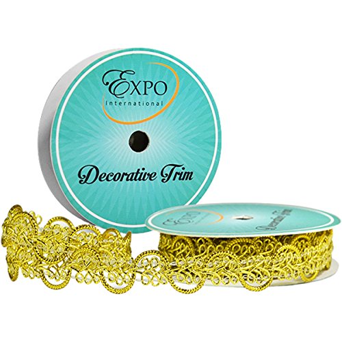 Trims By The Yard Gwen Lacey Metallic Braid Spool | Gold | (3 Yard Cut) Trim #TOP9