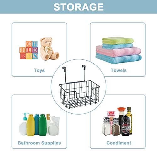Junchu Cherry 2 Pack The Cabinet Door Organizer,Hanging Wall Mount Storage Wire Basket, Grid Storage Basket For Kitchen,Cabinet,Bathroom,Pantry,Black #TOP1
