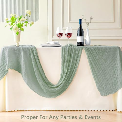 50% Off 6-Pack Sage Green Cheesecloth Table Runners - Image 6