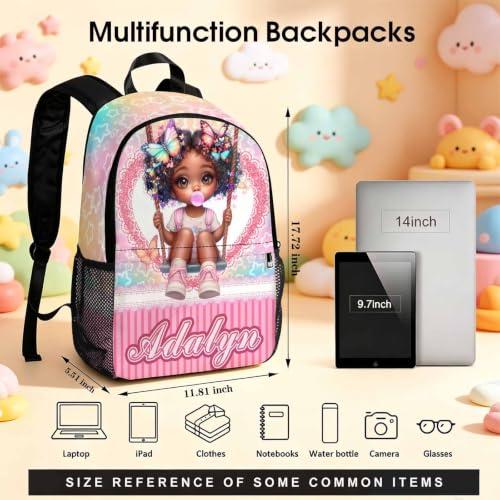 Image of Custom Backpack Set Girls Kids Personalized Backpacks Back to School | Kid Customized Toddler Backpack with Lunch Bag Girl Book Bag Little Girl Kindergarten Prek Preschool Daypack Birthday Gifts