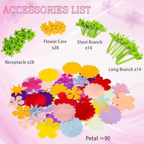 Beeyouk DIY Fabric Flower Bouquets Accessories, About 174pcs Kids Flowers Press Kit Toy Accessories,Arts & Crafts Supplies for Girls,Craft Kits for Kids 6-8 4-5 8-12