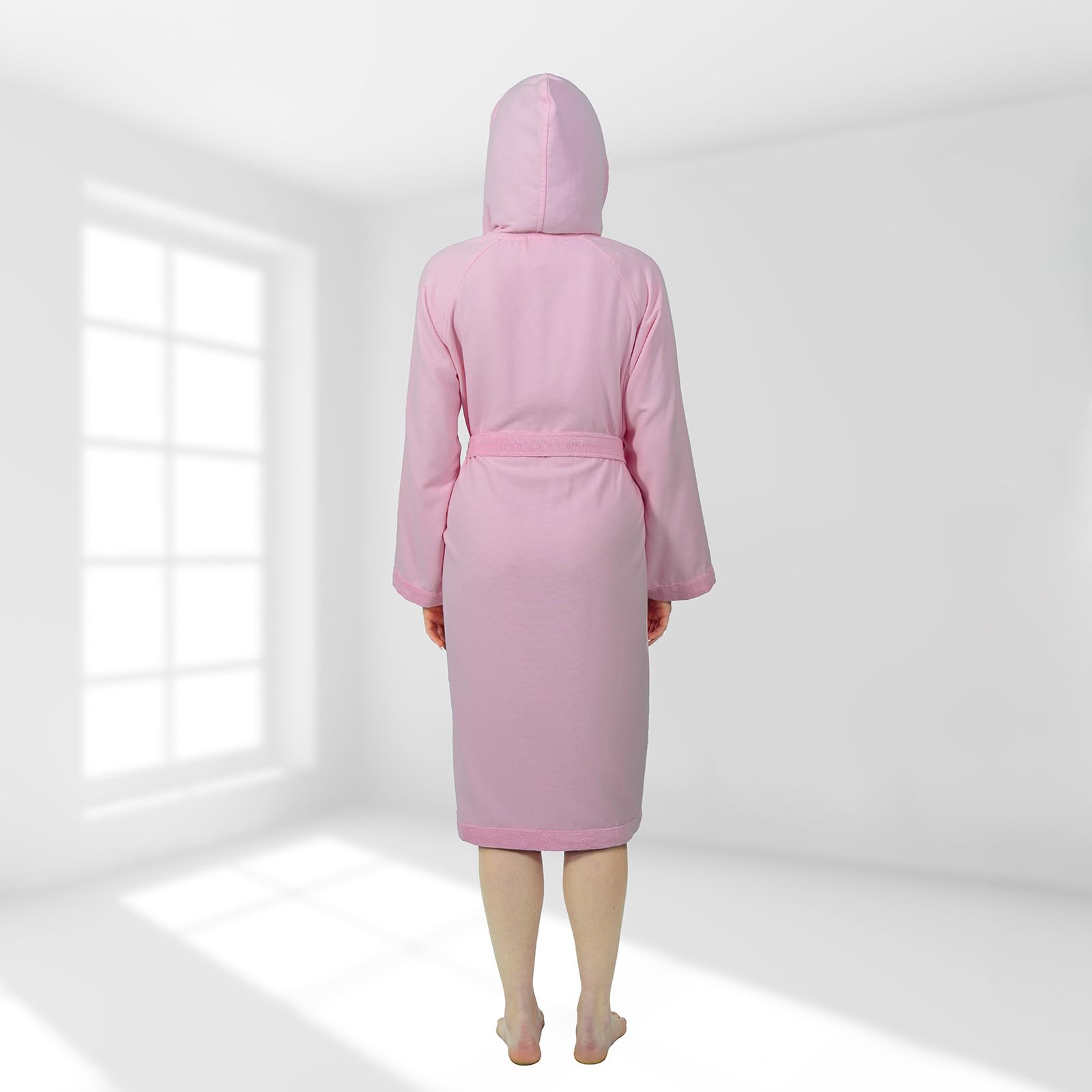 nice homeit Accappatoio Donna e Uomo in Spugna 100% Cotone - Accappatoio Super Assorbente con Cappuccio - Morbido, Leggero, Anti-Pilling, Design Italiano. (L, ROSA)