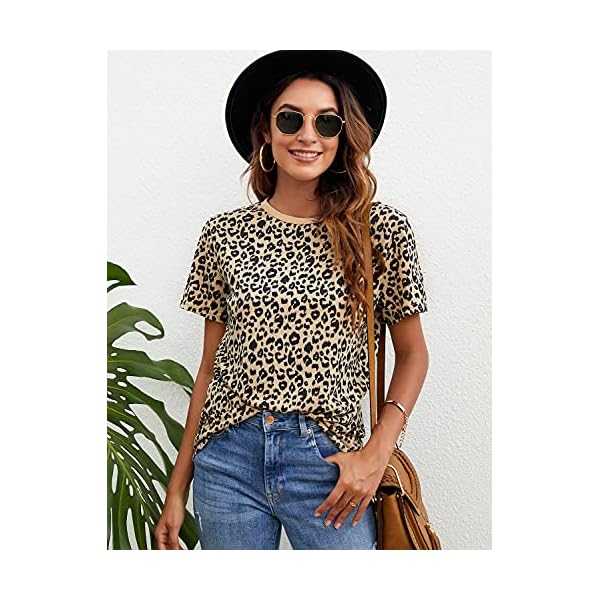 BMJL-Womens-Casual-Cute-Shirts-Leopard-Print-Tops-Basic-Summer-Short-Sleeve-Fashion-Soft-Blouse-Loose-Fit-Tshirt BMJL Women's Casual Cute Shirts Leopard Print Tops Basic Summer Short Sleeve Fashion Soft Blouse Loose Fit Tshirt(MediumLeopard)