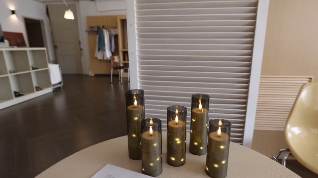 Image of Da by 5 Pack Gray Transparent Acrylic Flameless Taper Candles, Flickering Black Wick LED Candles with Fairy String Lights, Heat Resistant Reusable ABS Candles with Remote for Home Patio Decor