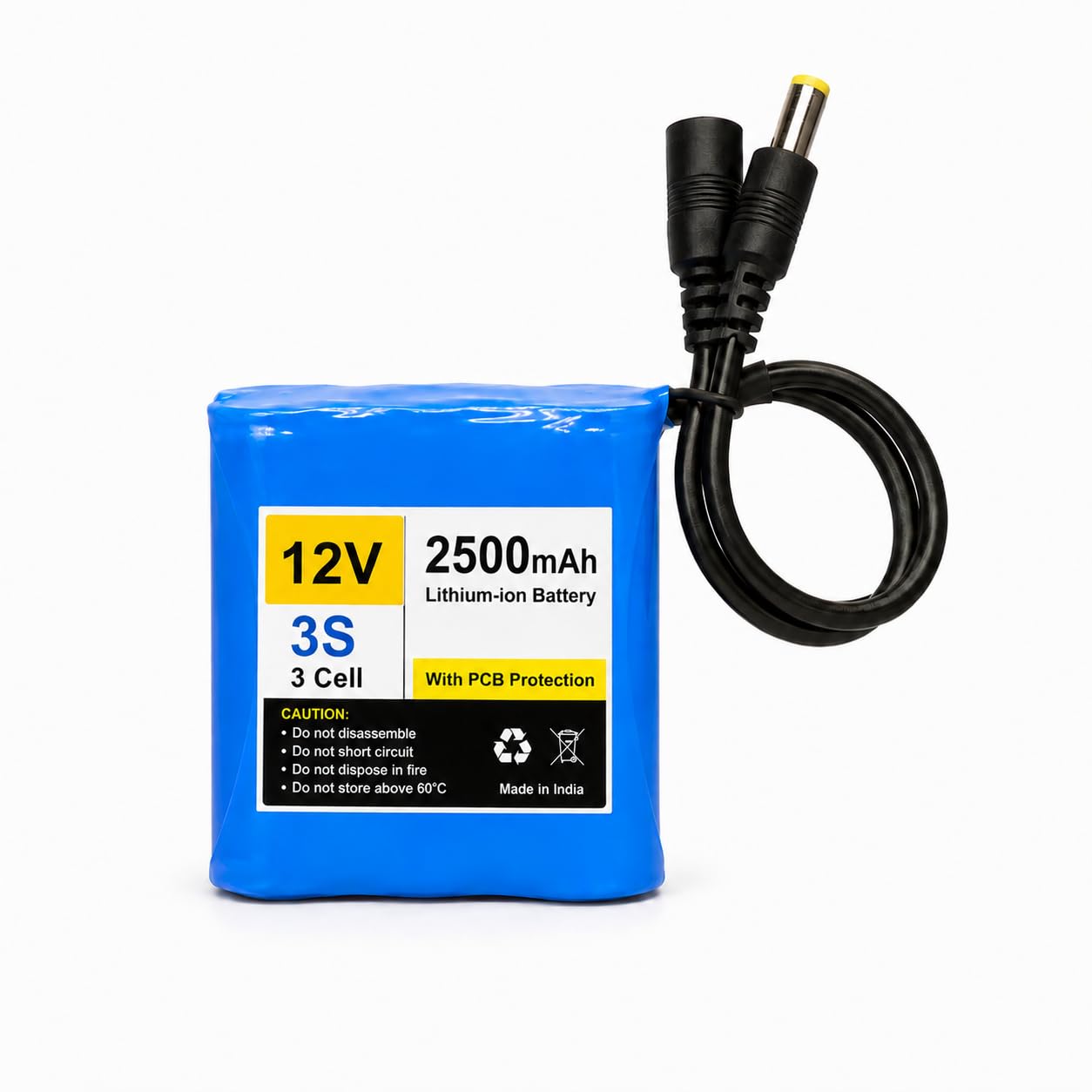 12V 2500mAh 3S Lithium Ion Battery Pack with DC Cable | 56 x 18 x 19mm, DC Connector Included-image-27