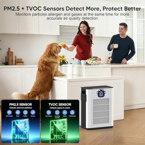 Image of DAYETTE Pet Air Purifier for Home Large Room 3400 Ft, TVOC & PM2.5 Sensors