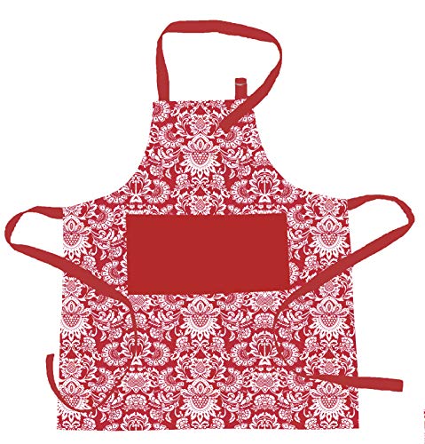 The Season Thread Apron - Red, 100% Cotton Apron With An Adjustable Neck Strap & Long Ties With Pockets, Size 28X32 Inch. Apron For Women Men Chef, Cooking, Baking, Bbq. #TOP23