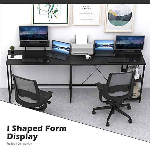 OUTFINE 59'' L Shaped Desk Corner Desk Double Computer Desk Home Office Gaming Workstation with Storage Shelves and Monitor Stand - Thumbnail 4