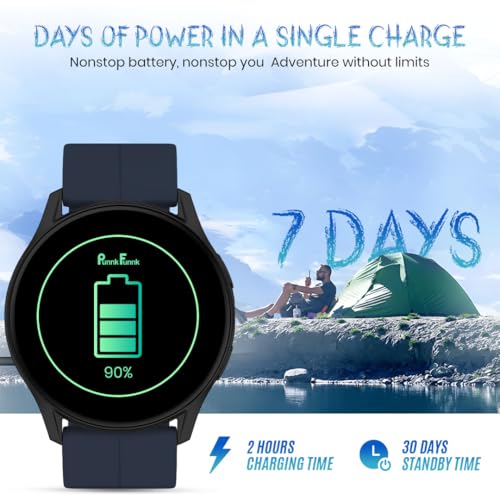 Image of PunnkFunnk Active 2 Smartwatch, 1.39 inch HD Round Display, Bluetooth Calling, Heart Rate & SPO₂, 100+ Sports Modes, IP67, Long Battery Life for Men & Women (Magnetic Dark Blue)