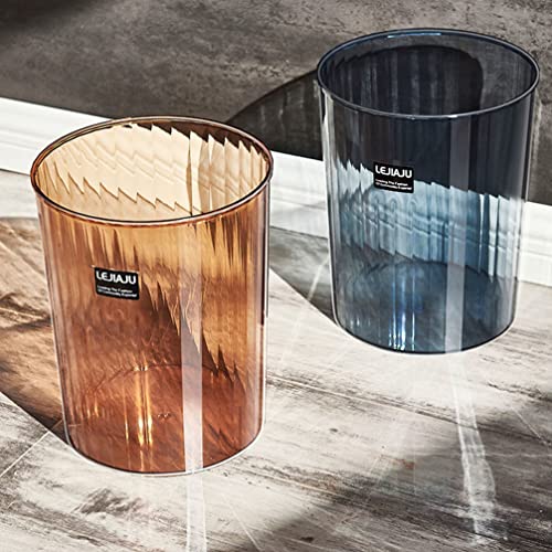 Zerodeko Clear Trash Can Plastic Wastebasket Round Garbage Container Bin Small Trash Bin For Home Bathroom Bedroom Kitchen College Dorm Office Craft Room Blue #TOP4