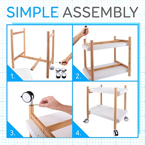 Serenelife Rolling Home Bar Serving Cart - 2-Tier Mobile Kitchen Serving Trolley Carter Rolling Bar With Removable Trays And 4 Wheels - Coffee, Tea, Wine, Whiskey Holder Serving Cart Slsrvcrt400 #TOP2