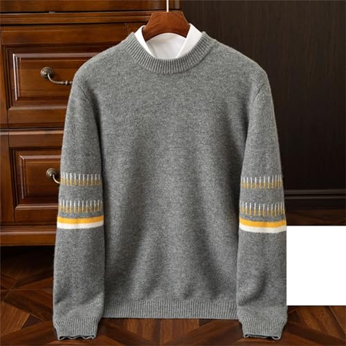 Men's 100% Beautiful Slave Wool Round Neck Winter Thick Warm Sweater Knitted Sweater4