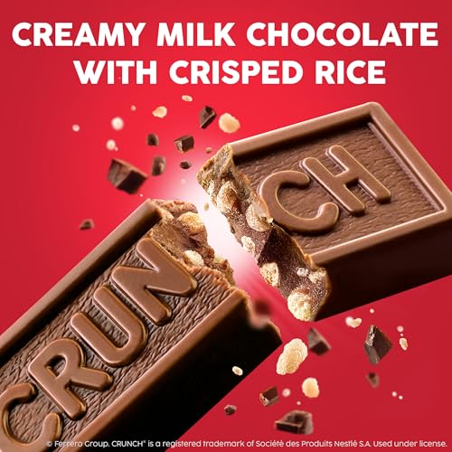 CRUNCH, Bulk 18 Pack, Milk Chocolate and Crisped Rice, Full Size Holiday Candy Bars, Stocking Stuffers, Individually Wrapped, 1.55 oz Each