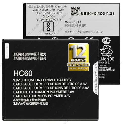 Image of KL08A HC60 Battery (4000mAh) for Motorola Moto C Plus XT1721, XT1723, XT1724 talk-time of 30 hrs with 12 Months Warranty.
