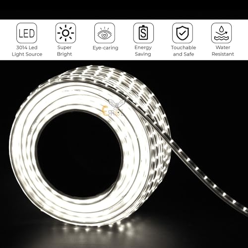 Image of Errol led Strip Lights for Home Decoration | Waterproof led Rope Lights | Energy Saving Strip Light for Room | Home Decor Lights for Diwali, Christmas, Outdoor (White, 30 Meter)