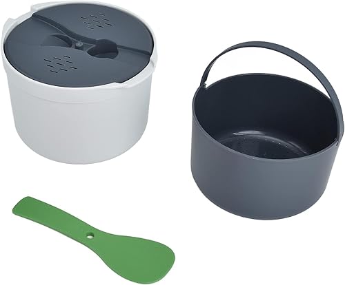 Arrocera para microondas, olla arrocera para microondas, 2 tazas, olla para pasta en microondas con colador, juego de utensilios de cocina para
