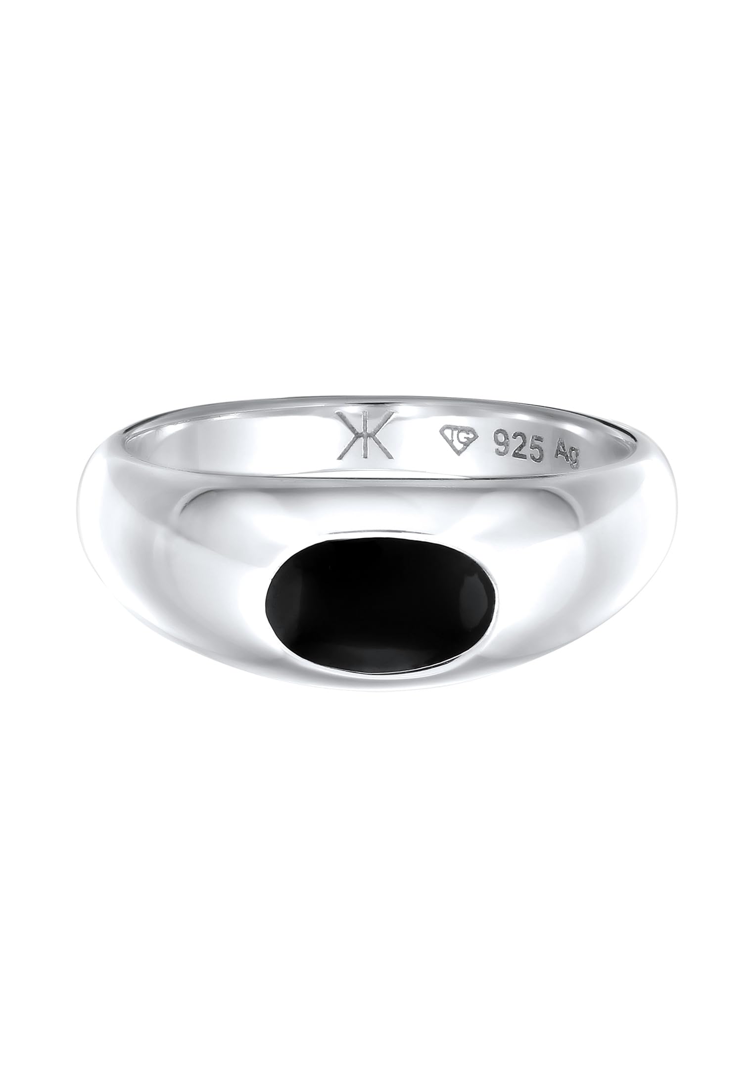Kuzzoi Anello con sigillo da uomo lucidato con smalto in argento Sterling 925, anello in argento massiccio per uomini di misura 60-66, 0611792824