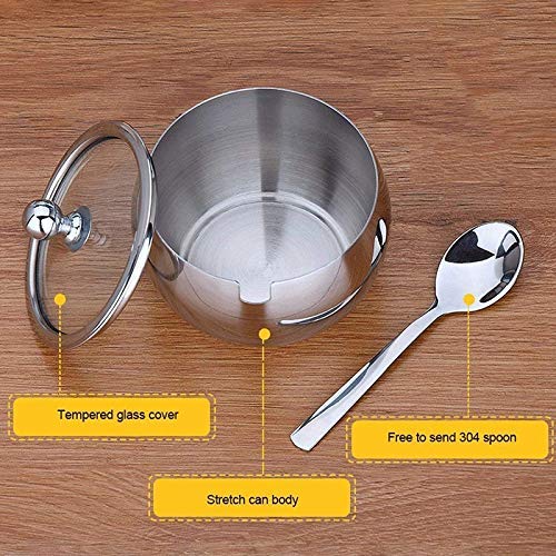 Gewürzglas-Set aus Edelstahl mit Tablett, 3 sichtbare Streuer + 1 Organizer-Gestell für Küchentheke, luftdichter Deckel, Shaker-Flasche für Salz, Gewürze, Pfeffer