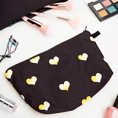 Women and Girls' 2-Piece Heart Makeup Travel Bag Set, Cute Cosmetic Storage Pouch, Toiletry Organizer, Black