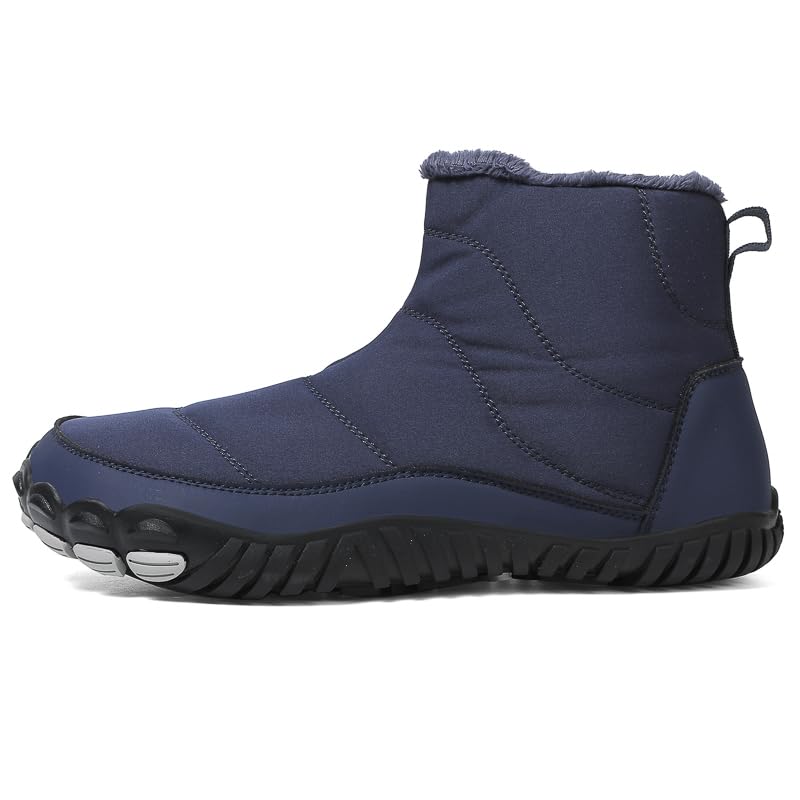Men's Waterproof Snow Boots with Rubber Outsole, Nylon and Suede Upper, Navy Blue4