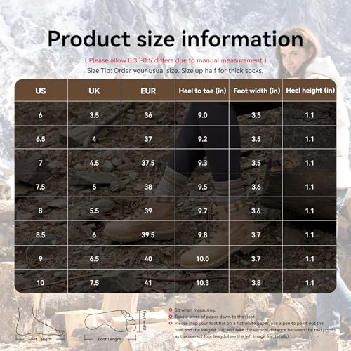 Image of ANJOUFEMME Outdoor Hiking Boots for Women Waterproof - Womens Ankle Boots Lightweight Snow Winter Boots for Trekking Walking