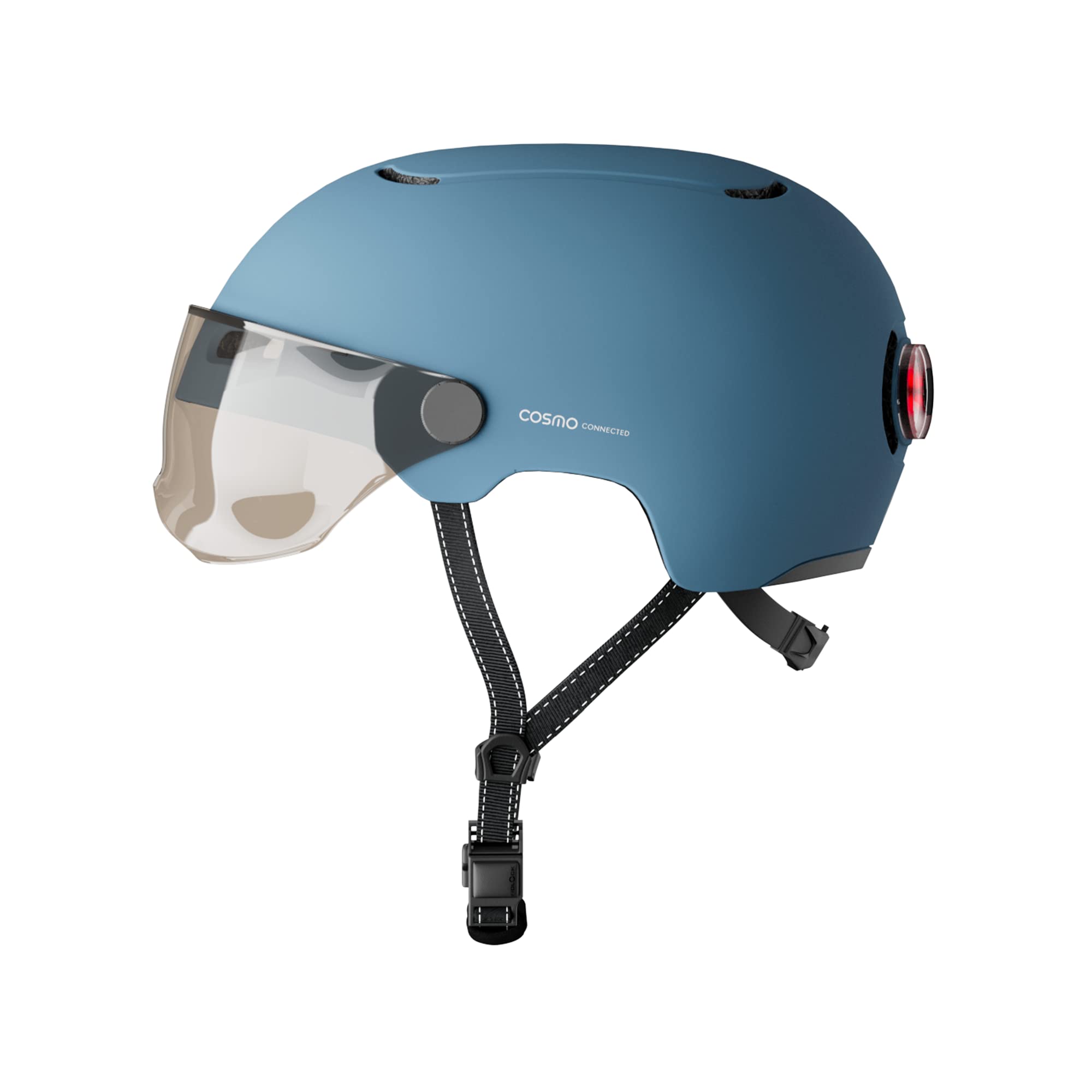 Cosmo Connected - Cosmo Fusion - Smart Helmet for Bikes & Scooters with Visor, Adult Size - Blinkers, Automatic Brake Light, Ride Sharing, Fall Detection