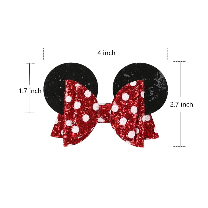 Broches Moño con Orejas de Ratón y Lunares Rojos y Rosas miniatura 4