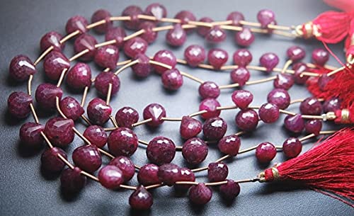 Perles de rubis teinté briolette facettée pour concevoir un cadeau d'anniversaire