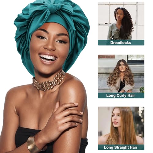 DRESHOW Satin Braid Bonnet for Women Silk Bonnet for Sleeping Sleep Cap with Elastic Tie Band Night Cap for Long Curly Hair Locs - Image 4