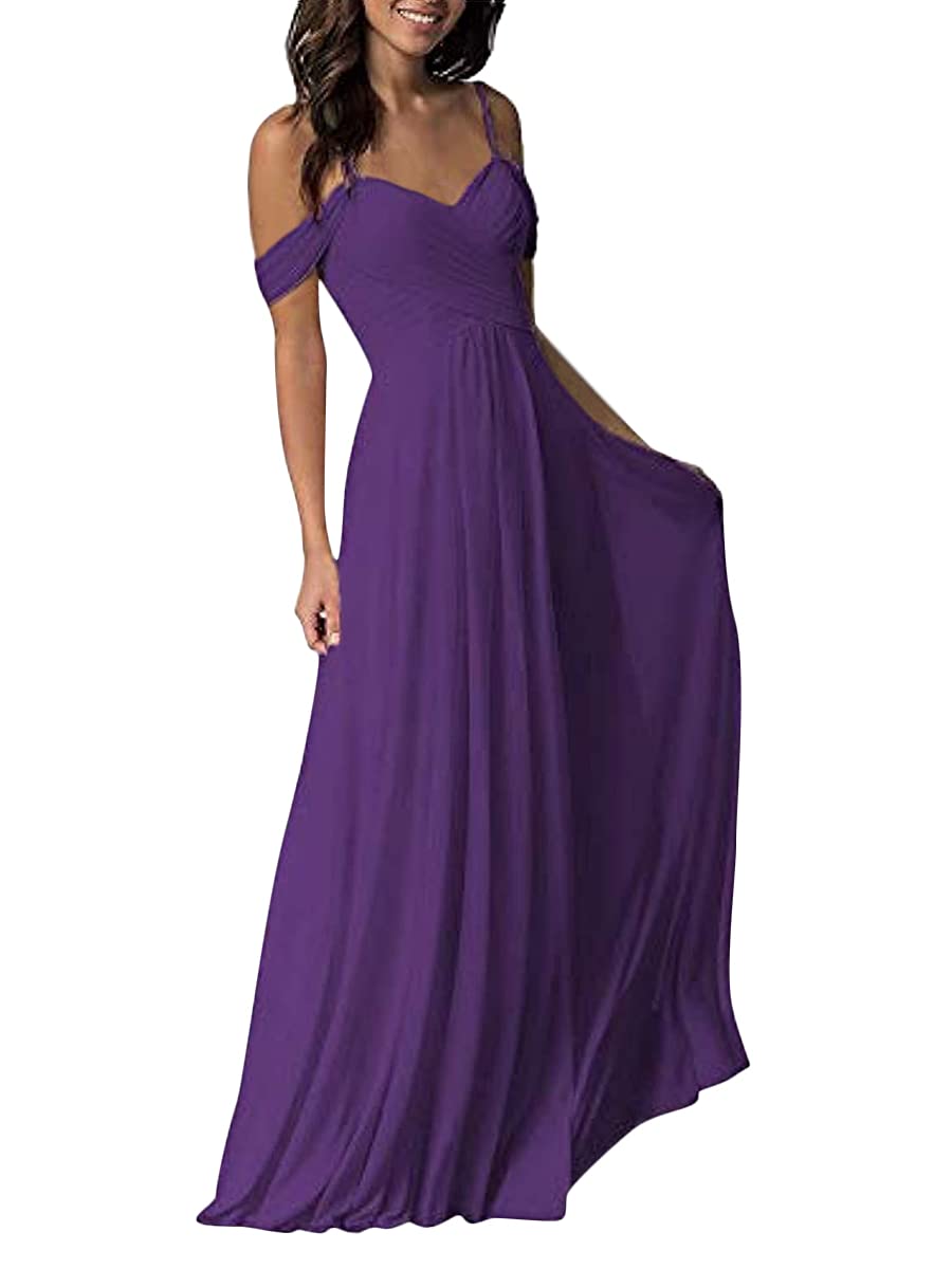 Tomwell Vestido Largo de Dama de Honor Cuello en V Sin Mangas Cóctel Vestidos de Noche de Elegante Sin Respaldo Fiesta Dresses
