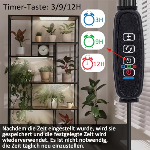 FIVAVA Pflanzenlampe LED Vollspektrum 4 Stück,540 LEDs Pflanzenleuchte mit 3/9/12H Zeitschaltuhr 10 Arten von Helligkeit,Pflanzenlicht für Zimmerpflanzen Gemüse und Blumen