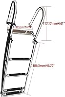 Vista 7 de Escalera de barco pontón de 4 escalones, escalera telescópica telescópica de acero inoxidable 316 con barandillas de mano y escalones extra anchos