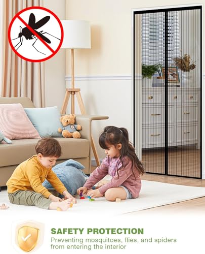 Auxmir Zanzariera Magnetica 100 X 220CM, Tenda Zanzariera Porta Finestra Cortile, Allargamento Superiore Aggiornamento Anti Insetti Traspirante Chiusura Automatica Con 30 Magneti Rete - 5