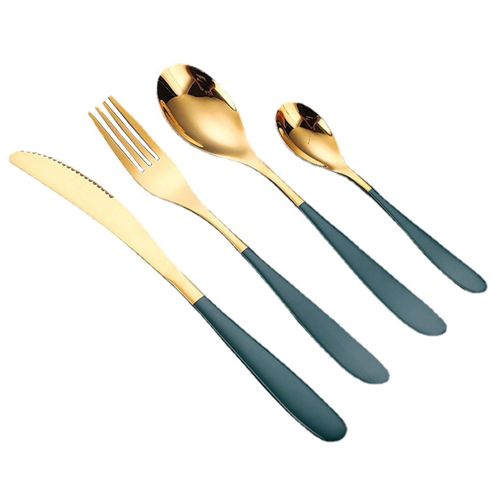 HADECOLL Cutlery Flatware Set Of 4 Stainless Steel Mirror Polished Include Knife Fork Spoon Elegant Dinnerware Tableware,Groen-32Pcs