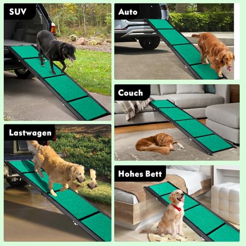 Maximale Länge 180cm Große Hunderampe Auto, Klappbare Hunde-Rampe mit Anti-Rutsch-Oberfläche, Hunderampe Auto Klappbar für SUV, LKW & Outdoor Treppen, Hundetreppe Auto für 100kg Große Hunde SUV & LKW