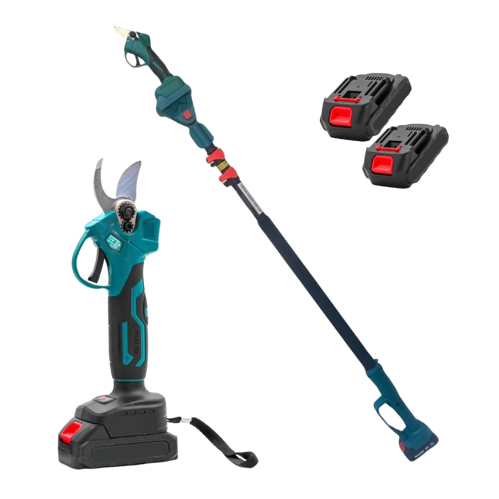 Forbice da Potatura a Batteria, Motosega a Batteria 6 Pollici incluso, + Asta Telescopica 128-248cm, Kit 3 in 1, Cesoie Elettriche per Potatura Giardino Rami Arbusti Vigneto GO LOGISTIC SRL
