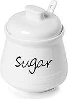 ONTUBE Ceramic Sugar Bowl with Lid & Spoon, 12oz White Porcelain Dispenser - Dishwasher Safe, Lead-Free, Elegant Kitchen Storage