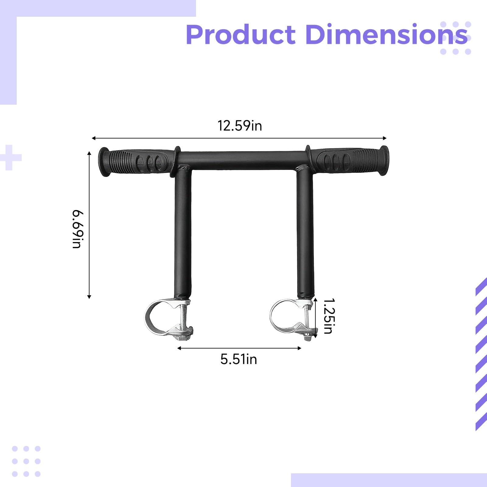 Wagon - Maniglia di fissaggio, 6.7 in / 17 cm, asta di estensione per passeggini e carrelli, robusta struttura in metallo, impugnature in gomma, diametro interno del morsetto 1.3 in / 32 mm