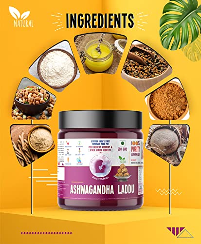 Image of Maa Mitahara Post Pregnancy Laddu with Ashwagandha | Traditional Gond & Dry Fruit Laddu for New Mothers | Postnatal Recovery & Energy Support (200g, Ashwagandha)
