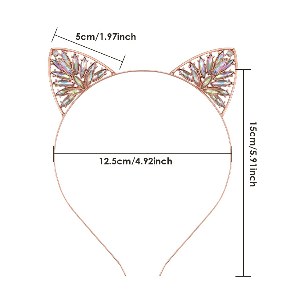 NODG 3 Pieces Crystal Cat Ears Headbands Rhinestone Cat Ear Tiaras for Women Gold Hair Hoop Women Girls Kids Party Decoration Headdress Cosplay Costume Head wear - Image 6