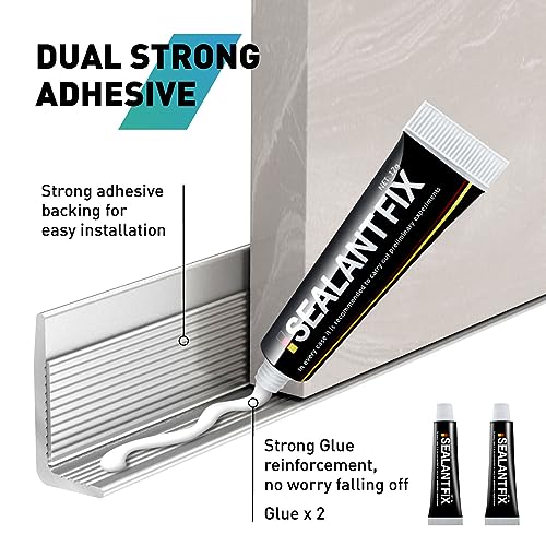 Image of 20-Pack Tile Edge Trim,12''x0.4'' | Peel and Stick Aluminum Backsplash Trim Edge,Metal Self Adhesive Decorative Tile Liner,Matte Silver