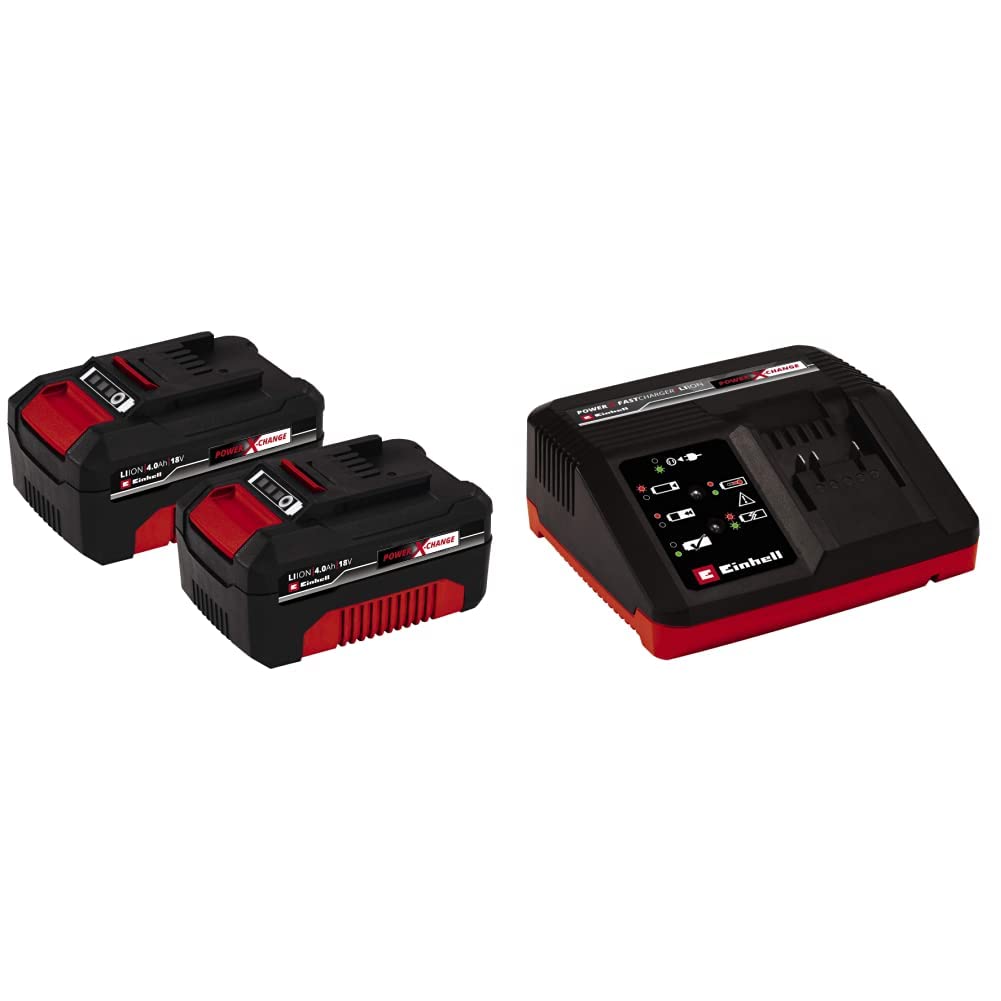 Originale Einhell 4,0 Ah Twinpack Power X-Change & Originale Power X-Change 4A Carica batteria ultra rapido