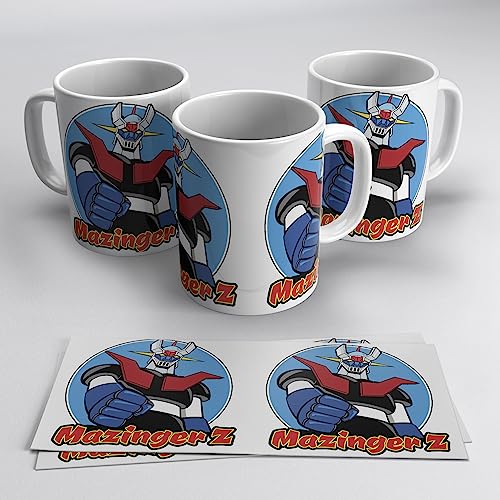 newseny Mazinger Z taza regalo con logo del legendario robot gigante MazingerZ | Cerámica 355ml (Regalo Mazinger Z) (Mazinger Z Blanca)