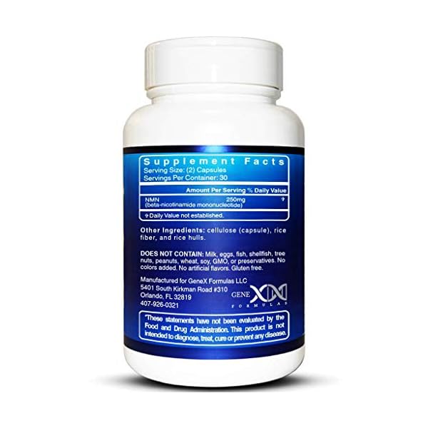 NMN-Stabilized-Form-250mg-Serving-Nicotinamide-Mononucleotide-Direct-NAD-Supplement-More-Stable-Than-Riboside-Works-Best-When-Paired-with-Resveratrol Genex Formulas Supplements 250mg - Stabilized Form (60 Capsules), 99% Pure Supplement Capsules for Increased NAD Levels…
