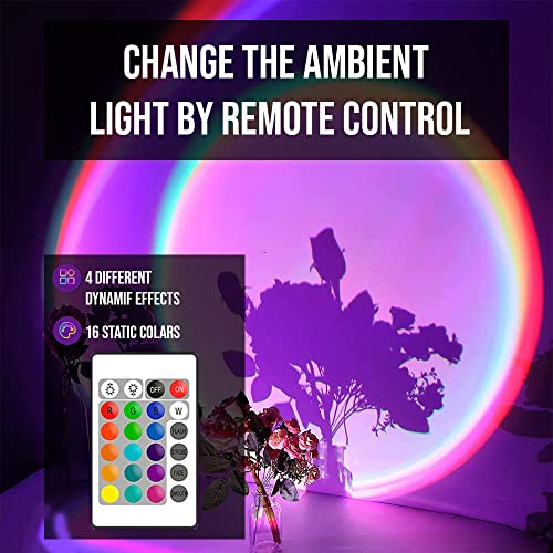 Sunset Lamp - 16 Colors Changing Remote Projector Led Lights - 360 Degree Rotation Or Christmas Decorations Photography/Bedroom/Home Decor Sunset Lamps - Sunlight Projector - Sunset Projection Lamp #TOP4