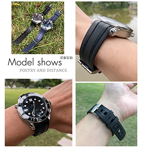 Bracelet montre caoutchouc FKM vert 20mm idéal pour plongée Seamaster